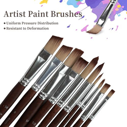 26pcs Paint Brush Set, Acrylic Paint Brushes, Paint Brushes with Filbert, Flat, Angle, Fan, Round, Acrylic Brush for Watercolor, Acrylic Canvas Paintings, Face Painting, Body Painting - size: 26pcs