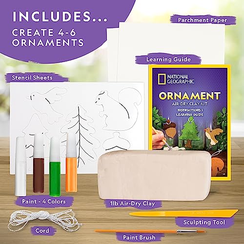 National Geographic Kids Ornament Air Dry Modelling Clay - Self Hardening Clay with Stencils and Tools | STEM Activity Gifts for 8+ Year Old Boys and Girls - color: Ng Air-dry Clay Ornaments