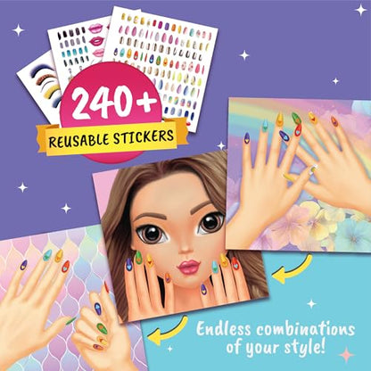 BSCOOL Nails & Makeup Sticker and Coloring Book for Girls Ages 4+ – 2 Pack – 240+ Removable Stickers – Nail Design & Makeup Activity Book – Creative Birthday Gift for Kids - color: 2 PCS Nails and Make Up