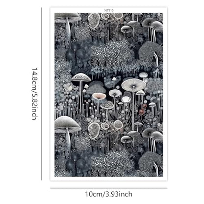 Polymer Clay Transfer Paper, 10 Pcs Mushroom Forest Water Soluble Transfer Sheet for Polymer Clay for Polymer Clay Earrings Jewelry Making Disposable Stickers DIY Crafts 5.82X3.93 inch - color: Mushroom