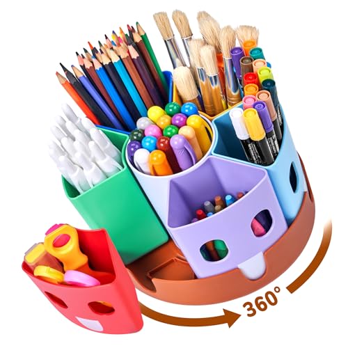 GAMENOTE Rotating Art Supply Storage Organizer, Lazy Susan Office School Supplies for Kids Desk Organizers and Homeschool Supplies Craft Caddy Classroom Organization (Small) - size: Small, 8"d x 5"h