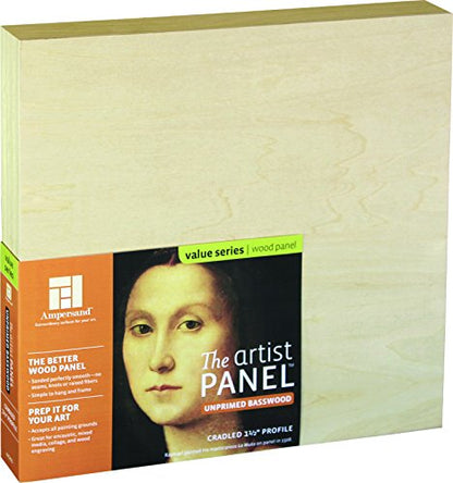 Ampersand Art Supply Unprimed Basswood Artist Panel, 1-1/2" Cradled Profile, 12"x36" - size: 12"x36", style: 1-1/2" Cradled