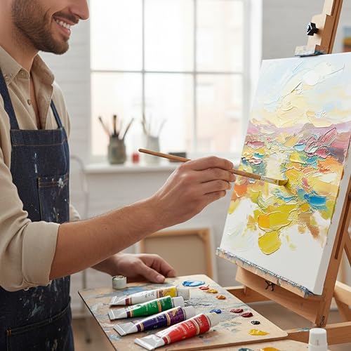MyArtscape Oil Paint Set, 12 Colors, 12 x 0.4 fl oz (12 ml) Tubes, Lightfast Heavy Body High Pigment Oil Paints, Non Fading Vibrant Colors, Artist Quality Professional Painting Supplies