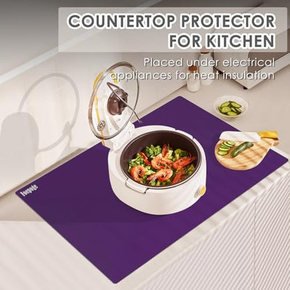 31.5" x 23.6" Extra Large Silicone Mat for Resin Casting, Epoxy and Crafts, Nonstick Silicone Sheet for Jewelry Casting Molds, Countertop Protector Mat Heat Resistant Placemats by Foepoge, Purple - color: Purple