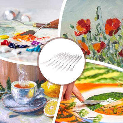 MECCANIXITY 2pcs HM#6 Palette Knives 7mm Width Stainless Steel Spatula Painting Pallet Knife with Stainless Steel Handle for Oil Painting Acrylic Canvas Mixing Spreading - style: HM#6 + 7mm