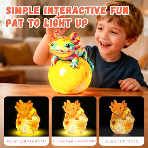 Paint Your Own Axolotl Lamp Kit, Arts and Crafts for Kids Ages 8-12, Arts and Crafts for Kids 4-6, DIY Axolotl Toys Tap Night Light, Paint Kit Birthday Gifts for Girls Boys Age 3 4 5 6 7 8 9 10 11 12+ - color: Axolotl