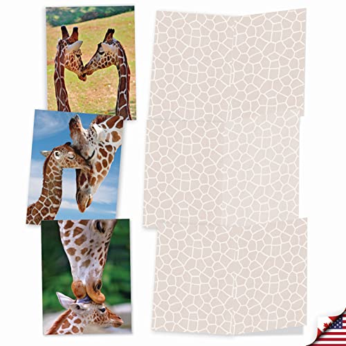 The Best Card Company - 10 Adorable Note Cards Blank (4 x 5.12 Inch) - Wildlife and Animal Cards, Assorted Boxed Set - Kissing Giraffes AM6843OCB-B1x10 - style: Kissing Giraffes