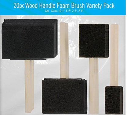 20-Piece Disposable Foam Brush Set,Lightweight Foam Sponge Paint Brushes Set Durable and Great for Acrylics Gel Stains Varnishes Crafts Art (20pack Variety Sizes) - color: 20pack Variety Sizes