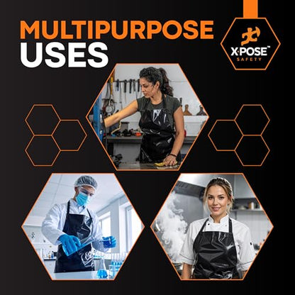 Xpose Safety Heavy Duty Vinyl Waterproof Aprons, White - For Home, Industrial and Commercial Use - Chemical Resistant - color: Black, style: 1 Pack