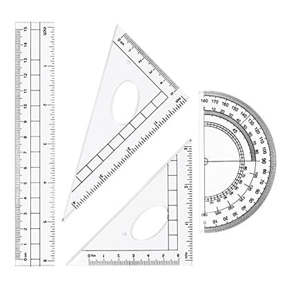 Vobou Math Geometry Kit Sets 10 Piece Student Supplies with Shatterproof Storage Box,Includes Rulers,Protractor,Compass,Eraser,Pencil Sharpener,Lead Refills,Pencil,for Drafting（Green） - color: Green