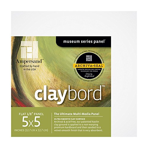 Ampersand Museum Series Claybord Panels for Paint and Ink, 1/8 Inch Depth, 5X5 Inch, Pack of 4 (CBS055) - color: 1/8 Inch Depth, size: 5X5 - Pack of 4