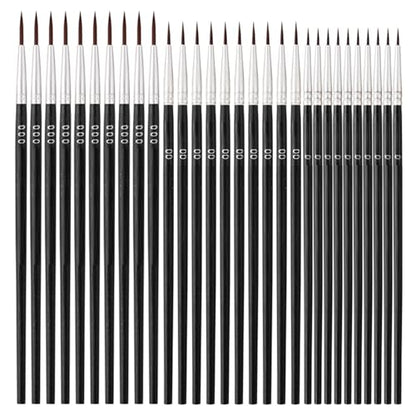 30pcs Tiny Detail Paint Brushes, Fine Paint Brushes Set with 3 Size #0#00#000 Liner brush for Miniature 40k Model Crafts Watercolor Acrylics Oil, Oil Painting.