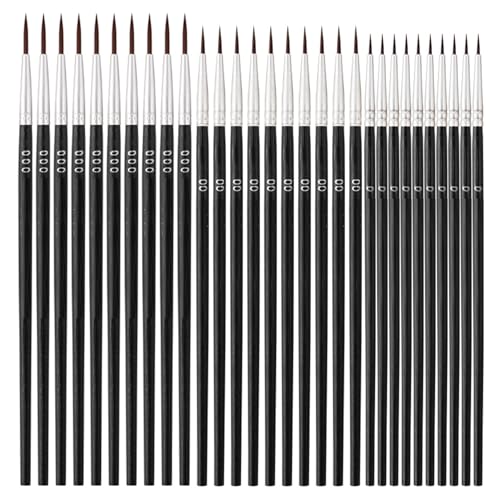 30pcs Tiny Detail Paint Brushes, Fine Paint Brushes Set with 3 Size #0#00#000 Liner brush for Miniature 40k Model Crafts Watercolor Acrylics Oil, Oil Painting.