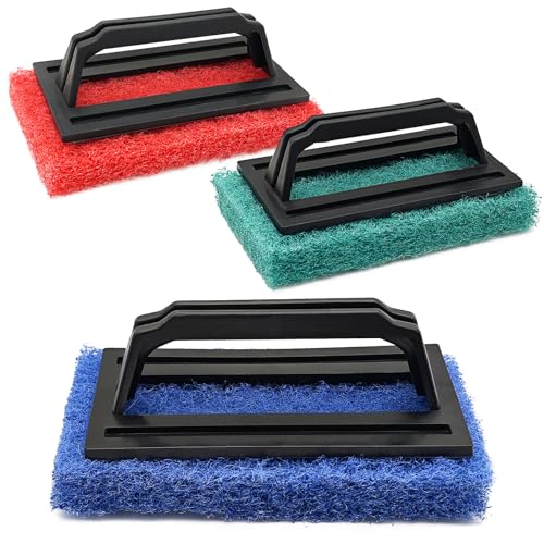 3 Pcs Screen Printing Scrub Pad,Screen Print Ink Scrub Brush with Handle,Screen Print Accessories for Reclaiming Mesh Frames Silkscreen Ink Remover