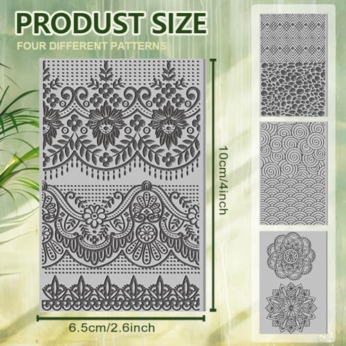CHGCRAFT 4PCS Polymer Clay Texture Sheets Vintage Texture Stamp Sheets for Polymer Clay Texture Mat for Making Earrings Jewerly, Polymer Clay Earrings Tools, 4x2.6inch