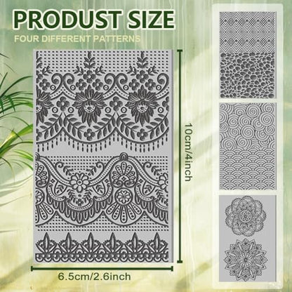 CHGCRAFT 4PCS Polymer Clay Texture Sheets Vintage Texture Stamp Sheets for Polymer Clay Texture Mat for Making Earrings Jewerly, Polymer Clay Earrings Tools, 4x2.6inch
