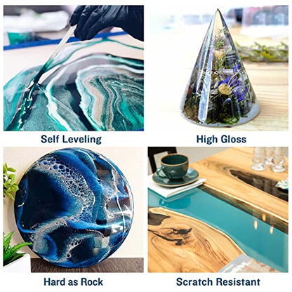 Teexpert Deep Pour Epoxy Resin, 51oz Epoxy Resin Kit for 2-4" Pour Depths, Crystal Clear & High Gloss, Bubble-Free Casting Resin for Flower Preservation, River Tables and Mold Crafts - 2:1 Mix Ratio - size: 51oz
