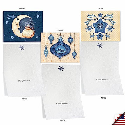 The Best Card Company - 10 Christmas Greeting Cards with Envelopes - Festive, Fun Assorted Holiday Notecards (4 x 5.12 Inch) - Blue Christmas M6700XSG - style: Blue Christmas