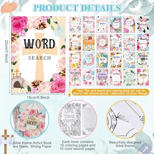 Liliful Flower Coloring Book Bulk for Adult Kids DIY Art Stress Relief Drawing Book with Patterns for Adults, Party Favors, Goodie Bag Filler and Holiday Gifts(Biblical Style) - style: Biblical Style