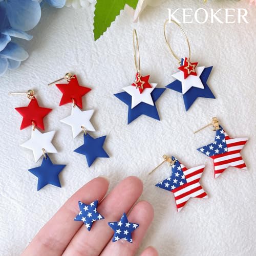 Keoker Stars Clay Cutters - 7 Pcs Fourth of July Polymer Clay Cutters, Independence Day Clay Earring Cutters, 4th of July Clay Cutters, Stars Polymer Clay Cutters (Stars) - color: Stars
