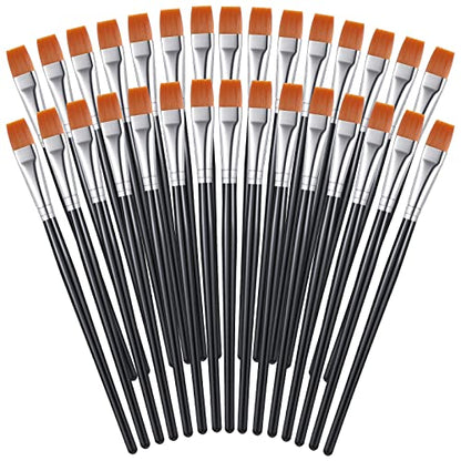 Zonon 30 Pieces Paint Brushes Bulk Small Flat Top Acrylic Oil Paint Brush for Artists Mini Touch up Crafts Detail Painting(1/2 Inch,Black) - color: Black, size: 1/2 Inch