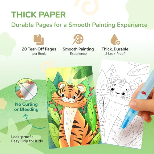 JoyCat 2 Pack Pocket Paint with Water Coloring Books for Kids, Art & Craft Activity Toy Set, Creative Travel & Home Painting Kit, Gifts for Girls & Boys Ages 3-8 (Ocean Princess & Animals) - style: 2 Pack - Ocean Princess & Animals
