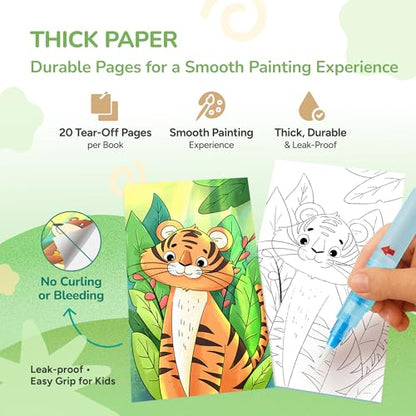 JoyCat 3 Pack Pocket Paint with Water Coloring Books for Kids, Art & Craft Activity Toy Set, Creative Travel & Home Painting Kit, Gifts for Girls & Boys Ages 3-8 (3 Pack - Magical Pony & Ocean Princess & Animals) - style: 3 Pack - Magical Pony & Ocean Pri