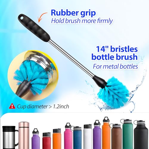 Holikme Bottle Brush Tube Cleaning Lab Set with Long Handle, Cup Cleaner for Washing Narrow Neck Beer Wine Decanter Pipes Lids Sinks Cap Covers, Green - color: Green