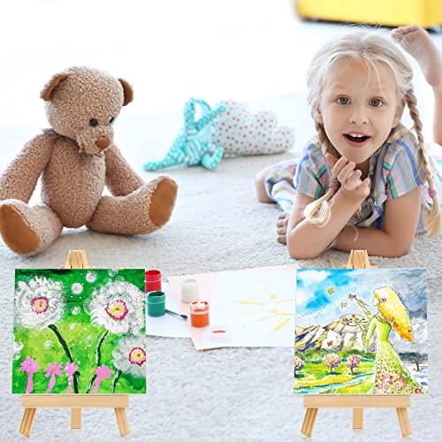 Mimorou 64 Pack Mini Canvas with Easel Sets for Painting Small Art Stretched Canvas Panels Pack with Wood Display Easel for Classroom Crafts, Art Projects, Birthday Paint Party Favors (6 x 6 Inch) - size: 6 x 6 Inch