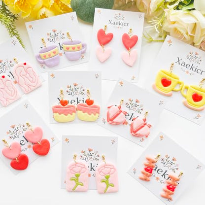 Mother’s Day Polymer Clay Cutters & Stamps Set - 12pcs Sharp & Durable Tea Cup, Cake, Heart, MOM & Silhouette Shapes for DIY Earring Jewelry Making, Soft Clay Crafts & Holiday Supplies - color: 2M color