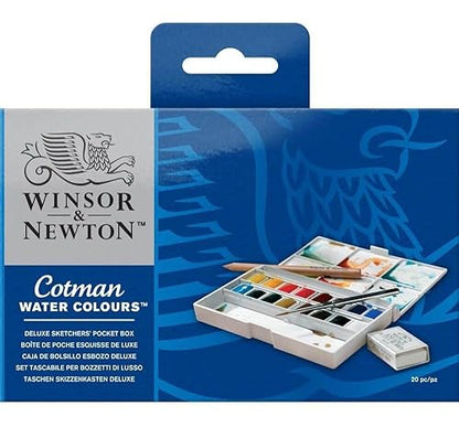 Winsor & Newton Cotman Watercolor Paint Set, Complete Pocket Set, 16 Half Pan w/ Brush, Eraser, Mixing Palette - style: 16 Half Pan Complete Pocket Set