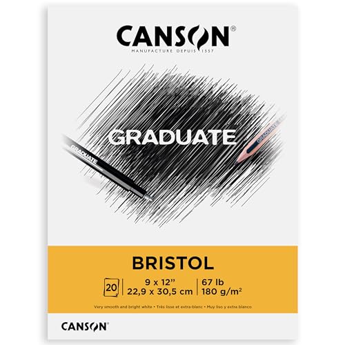 Canson Graduate Bristol Pad, Foldover, 9x12 inch, 20 Sheets | Artist Paper for Adults and Students - Drawing, Sketching, Markers and Art Journaling,White (Pack of 12) - size: 9x12 inch (Pack of 12)