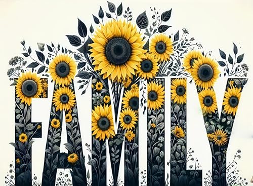 BYGFHLYW 5D Diamond Painting Kits for Adults, Family Sunflower Diamond Art Kits for Adults Beginner, DIY Full Drill Diamond Dot Gem Painting for Home Wall Decor 12x16inch - color: KM60-1