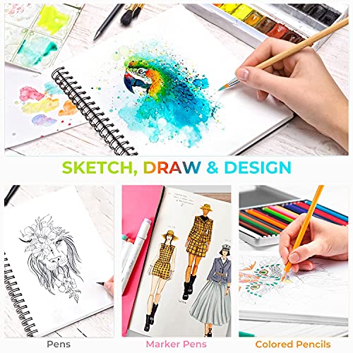 Ohuhu Mix Media Pad, 8.8" x 11.6" Mixed Media Art Sketchbook, 120 LB/200 GSM Heavyweight Papers, 62 Sheets/124 Pages, Spiral Bound Mixed Media Paper Pad for Acrylic, Painting Christmas Gift - size: 8.8" x 11.6"