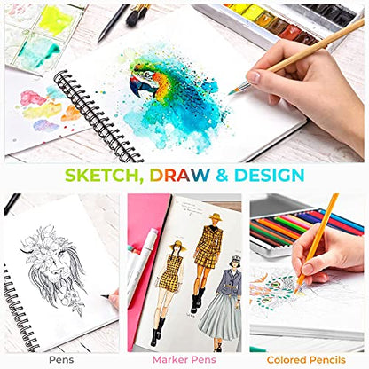 Ohuhu Mix Media Pad, 8.8" x 11.6" Mixed Media Art Sketchbook, 120 LB/200 GSM Heavyweight Papers, 62 Sheets/124 Pages, Spiral Bound Mixed Media Paper Pad for Acrylic, Painting Christmas Gift - size: 8.8" x 11.6"