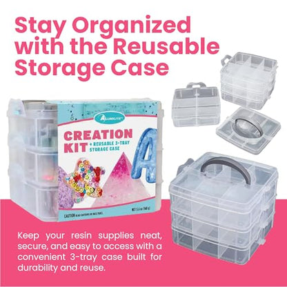 Alumilite Creation Kit – 84-Piece Resin Craft Kit for Beginners with Mica Powder, Glitter, Mylar Flakes, Charm Slices, and Tools for Epoxy and UV Resin DIY Crafts, Tumblers, Jewelry, & Keychains