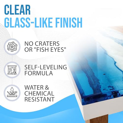 Epoxy Resin 2 Gallon Kit | 1:1 Resin and Hardener for High Gloss Coatings | for Bars, Table Tops, Flooring, Art, Bonding, Filling, Casting | Safe for Wood, Metal, Stone, Fiberglass & More!