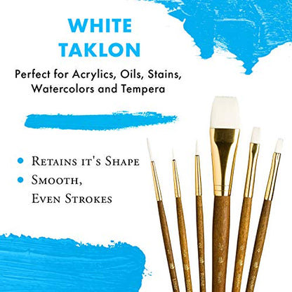 Princeton RealValue Brush Set, White Taklon, Brown Handle, 6 Piece, 1 Count - color: Brown, size: Set of 6