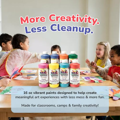 S&S Worldwide Color Splash! Washable Tempera Paint Set of 12-16oz Easy-Pour Paint Bottles in 11 Bright Colors - Great for Arts & Crafts, School, Classroom, Poster Paint, Non-Toxic