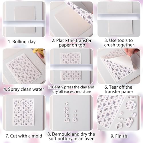 Clay Transfer Paper, 4Pcs Butterfly Themed Polymer Clay Transfer Sheets with Mud Press Rod and 2mm Thickness Ruler for Jewelry Making - color: Butterfly