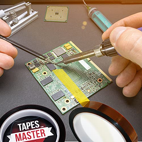 Tapes Master 1" x 36 Yds 1 Mil Kapton Tape - Polyimide High Temperature Heat Rresistant Tape with Silicone Adhesive - No Residue - color: 1" x 36 Yds, size: 1 Mil