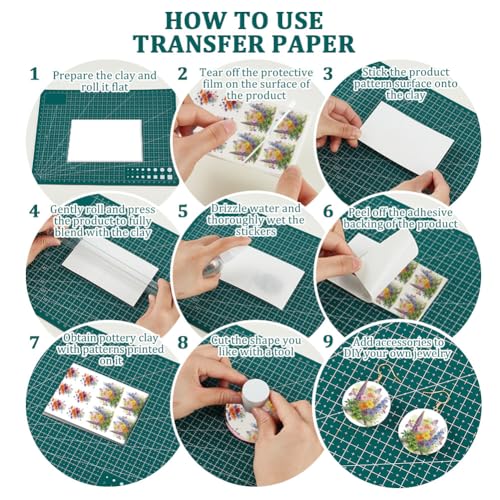 OLYCRAFT 24Pcs Wildflowers Clay Transfer Paper 4 Design Flowerbeds Clay Transfers Paper for Polymer Clays Earring Hummingbird Transfer Sheets Small Ceramic Decal for Earring Jewelry Making - style: Wildflower