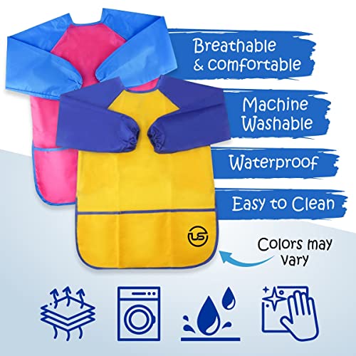 The Mega Deals Kids Painting Set - Washable Non-Toxic Finger Paints (10 Colors of 2 oz) with 10 Paint Cups, 10 Brushes, Kids Smock Mess-Free Toddler Art Supplies Painting Kit for Kids Gift Bundle