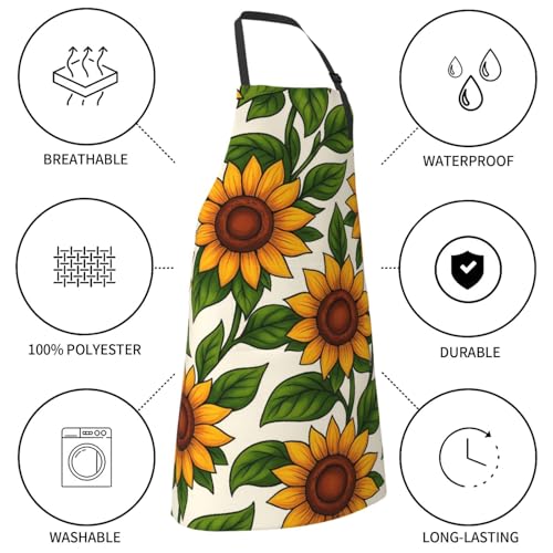 KKdskkds Tribal Boho Geometric Multi-Purpose Adjustable Waterproof Apron With Pocket For Men Women - color: Sunflower