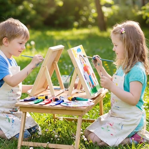2 PCS Tabletop Easels for Painting, 11.8×8.5 Inch Art Easels for Painting | Foldable Desk Easel Portable 80 Degrees Adjustable Large Drawing Board for Canvas, Books and Artworks Storage