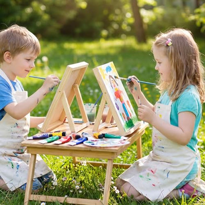 2 PCS Tabletop Easels for Painting, 11.8×8.5 Inch Art Easels for Painting | Foldable Desk Easel Portable 80 Degrees Adjustable Large Drawing Board for Canvas, Books and Artworks Storage