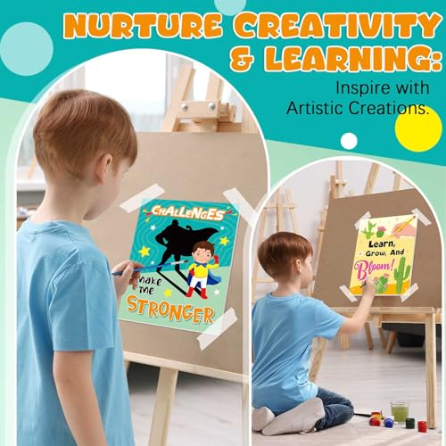 Ireer 12 Set Paint Party Set 8 x 10 Sip and Paint Kit Include 12 Printed Pre Drawn Canvas Panel, Wooden Easels, Palettes, Pots, Apron 36 Brushes for Adult Art DIY Party(Inspirational) - style: Inspirational