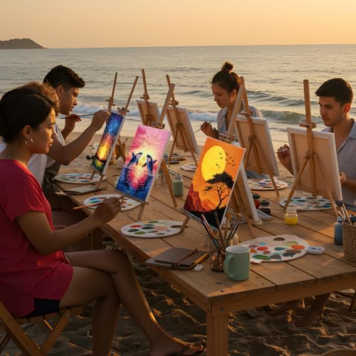 Sherr 24 Pcs Pre Drawn Canvas for Painting Adult Pre Printed Canvas Bulk Sip and Paint Kit Stretched Panels Paint Set for Theme Valentine Painting Night Party Favor(Multiple Sceneries,8 x 10 Inch) - size: 8 x 10 Inch, style: Multiple Sceneries