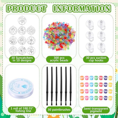 WinnerWhy 30 Sets Spring Flower Suncatchers Window Art Kits, Mother's Day Floral DIY Sun Catchers Crafts Paint Your Own Window Ornaments for Adult Home Birthday Activity Party Decor - style: Floral Style
