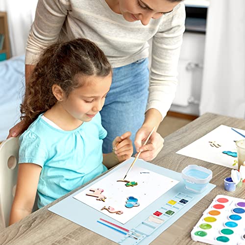 Silicone Art Mat with Cup, Painting Mat for Crafts Resin Casting, Artist Mat with Pen Holders for Kids Gift, Clay, DIY Creations and Play Doh, Christmas Gift for Kids (Blue) - color: Blue